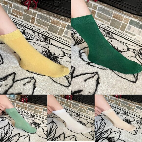 Women 5 Pairs Spring Colors Crew Thin Ankle Height Anti Odor Soft Ankle Socks - Picture 4 of 6